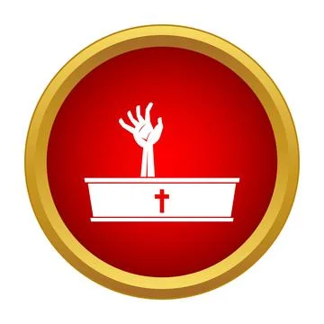 Zombie hand emerging from coffin icon concept Stock Illustration