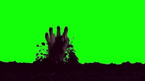 Zombie hand emerging from the grave. Clip 3 (Green Screen) Stock Footage