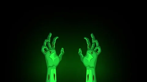 Zombie hand glowing on a black background in the Halloween festival animation. Stock-Footage 341737683