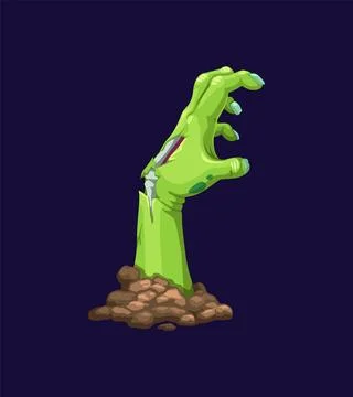 Zombie hand from grave, dead corpse arm, Halloween Stock Illustration