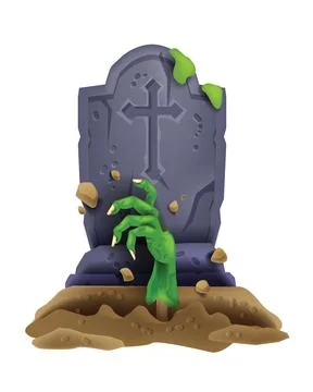 Zombie hand halloween icon, vector horror tombstone grave Stock Illustration