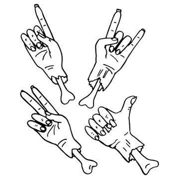 Zombie hand icon set on white isolated backdrop Stock Illustration