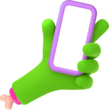 Zombie hand with phone, 3d render monster palm Illustrazione stock