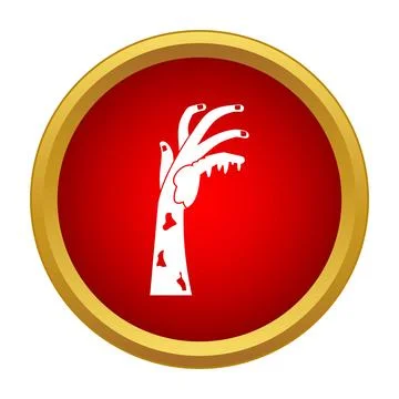 Zombie hand reaching out from grave icon Stock Illustration