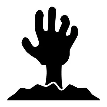 Zombie hand solid icon. Undead vector illustration isolated on white. Monster Stock Illustration