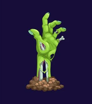 Zombie hand, undead corpse reaching out from grave Stock Illustration