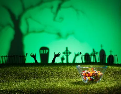 Zombie hands and graveyard Stock Photos