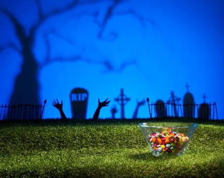 Zombie hands and graveyard Stock Photos