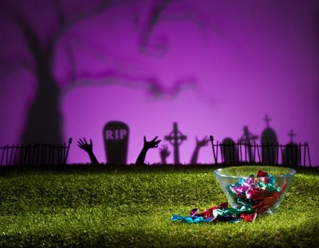 Zombie hands and graveyard Stock Photos