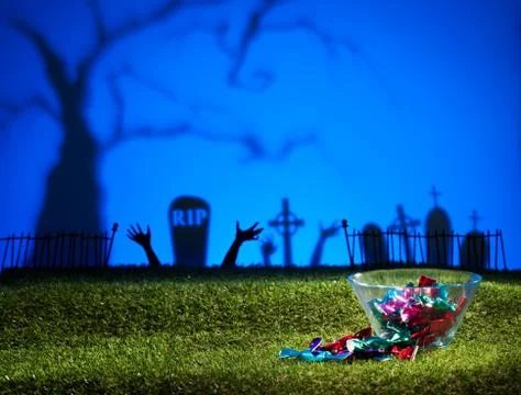 Zombie hands and graveyard Stock Photos