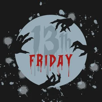 Zombie hands on a moon Friday thirteen Vector Stock Illustration