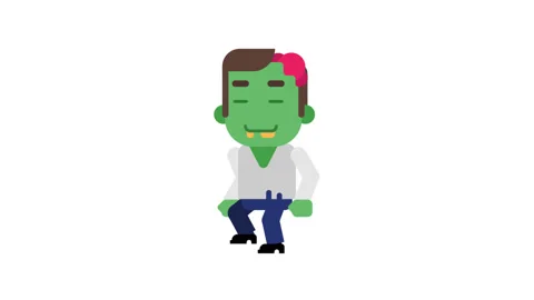 Zombie happy walking and smiling. Halloween character. Alpha channel. Stock Footage 95934751