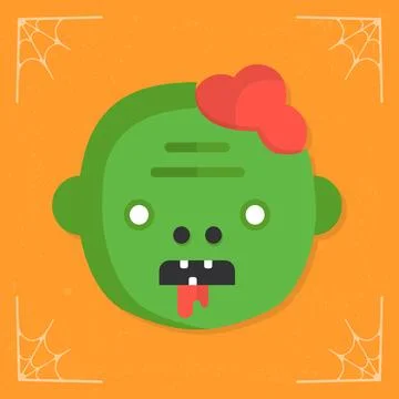 Zombie head with brain vector halloween icon Stock Illustration