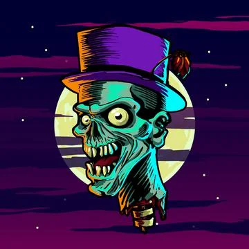Zombie head Halloween. Stock Illustration