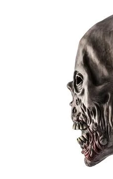 Zombie head isolated on white background with clipping path Stock Photos