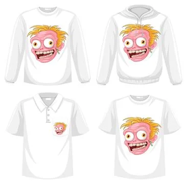 Zombie Head Screening on Shirt Set Stock Illustration