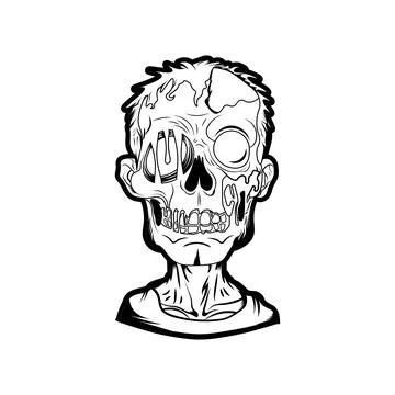 Zombie head vector artwork for digital printing Illustrazione stock