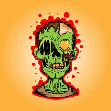 Zombie head vector artwork for digital printing Illustrazione stock