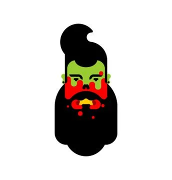 Zombie hipster with beard head isolated. Zombies face Stock Illustration