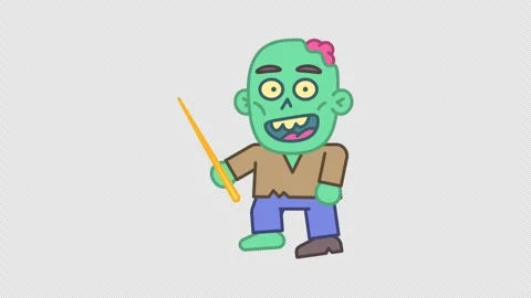 Zombie holds pointer and walks. Alpha channel Video stock 285413784
