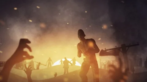 Zombie Holiday at Sunset 4K Loop Stock Footage 84871008