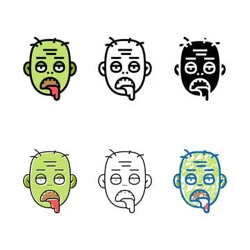 Zombie horror color icon vector minimal Stock Illustration