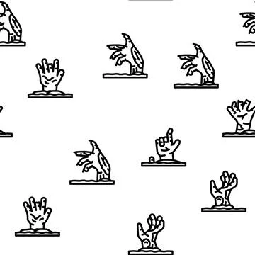 Zombie horror dead monster vector seamless pattern 스톡 일러스트