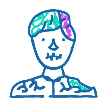 Zombie horror icon doodle illustration Stock Illustration