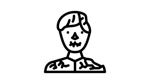 Zombie horror line icon animation Stock Footage 326766474