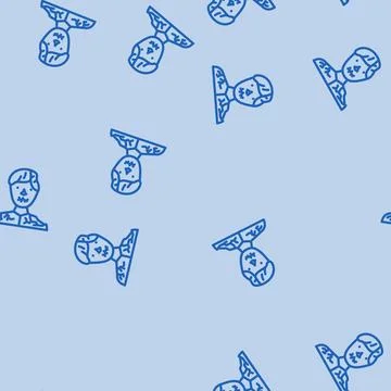 Zombie horror line vector seamless pattern Stock Illustration