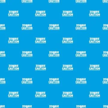Zombie horror pattern vector seamless blue Stock Illustration