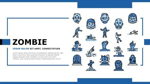 Zombie horror scary dead evil landing header vector 스톡 일러스트