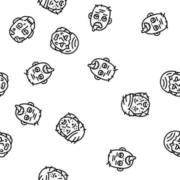 Zombie horror scary dead evil vector seamless pattern 스톡 일러스트