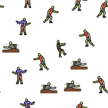 Zombie horror scary dead evil vector seamless pattern 스톡 일러스트