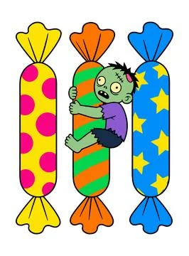 Zombie Hugging Candy Stock Illustration