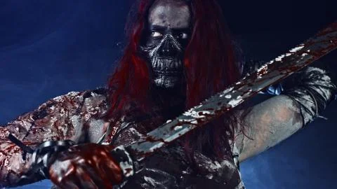 Zombie hunter with a sword. Close-up. Stock Photos