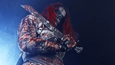 Zombie hunter with a sword. Close-up. Stock Photos