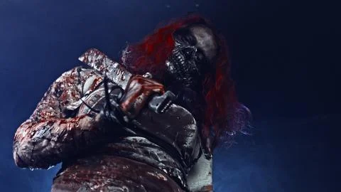 Zombie hunter with a sword. Close-up. Stock Photos