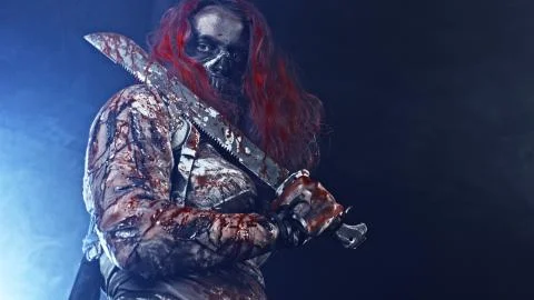 Zombie hunter with a sword. Close-up. Stock Photos