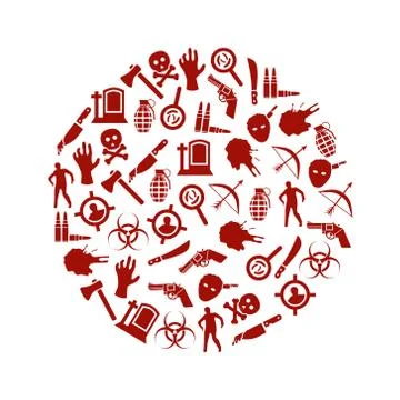 Zombie icons in circle Stock Illustration