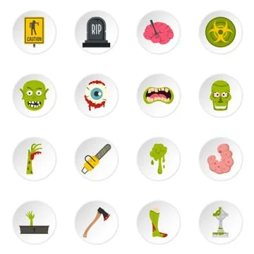 Zombie icons set in flat style Stock-Illustration