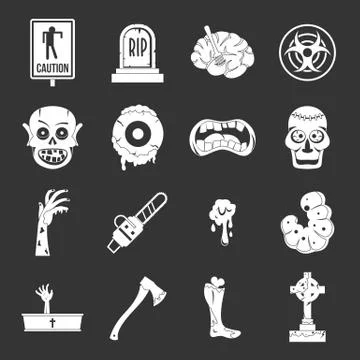 Zombie icons set grey vector 스톡 일러스트