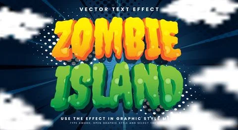 Zombie Island 3d editable text effect template 스톡 일러스트