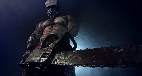 Zombie killer with a chainsaw.  Apocalypse. 库存影片 70937147