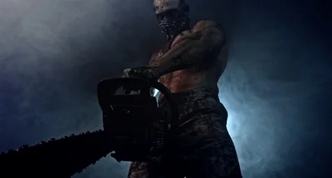 Zombie killer with a chainsaw.  Apocalypse. Stock Footage 70939466