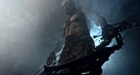 Zombie killer with a crossbow.  Apocalypse. 库存影片 70932030
