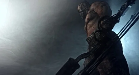 Zombie killer with a crossbow.  Apocalypse. 스톡 동영상 70932131