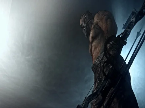 Zombie killer with a crossbow.  Apocalypse. 動画素材 70932223