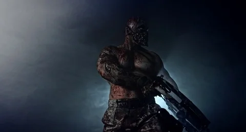 Zombie killer with a crossbow.  Apocalypse. 動画素材 70932407
