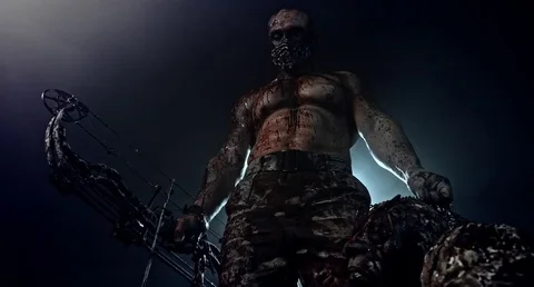 Zombie killer with a crossbow. Stock Footage 70935388